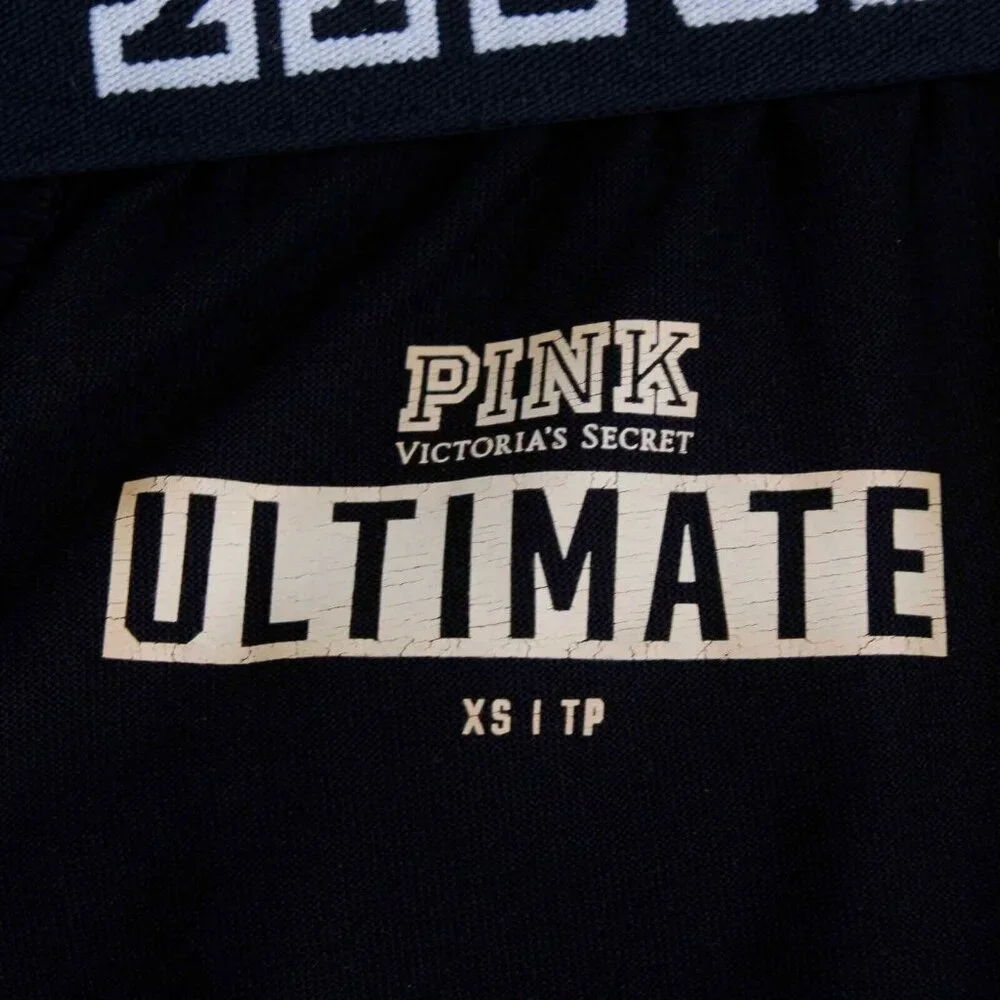 PINK Ultimate Sz XS x 29 Black Drawstring Poly Blend Jogger Activewear Pant - Picture 5 of 5